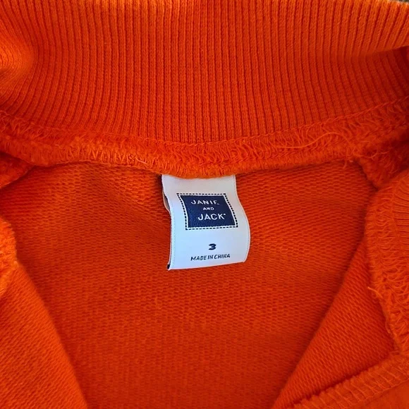 Janie & Jack Orange Sweatshirt With White Lace Detail On Sleeves, Girls Size 3 - Picture 2 of 9